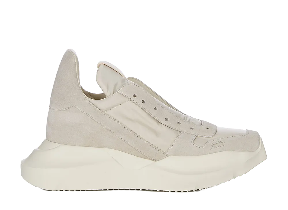 Rick Owens Women's SS26 Geth Runner Dolmias Nylon And Suede Leather "Pearl/Milk"