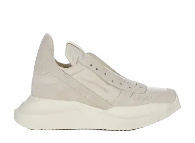 Rick Owens Women's SS26 Geth Runner Dolmias Nylon And Suede Leather "Pearl/Milk"