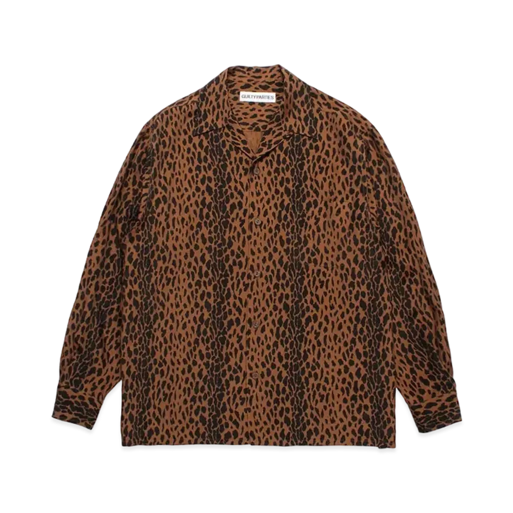 WACKO MARIA Leopard Open Collar Shirt "Brown"