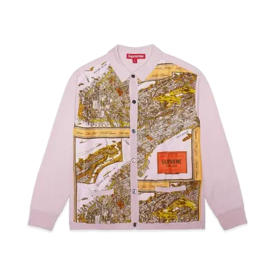 Supreme Silk Map Cardigan "Pink"