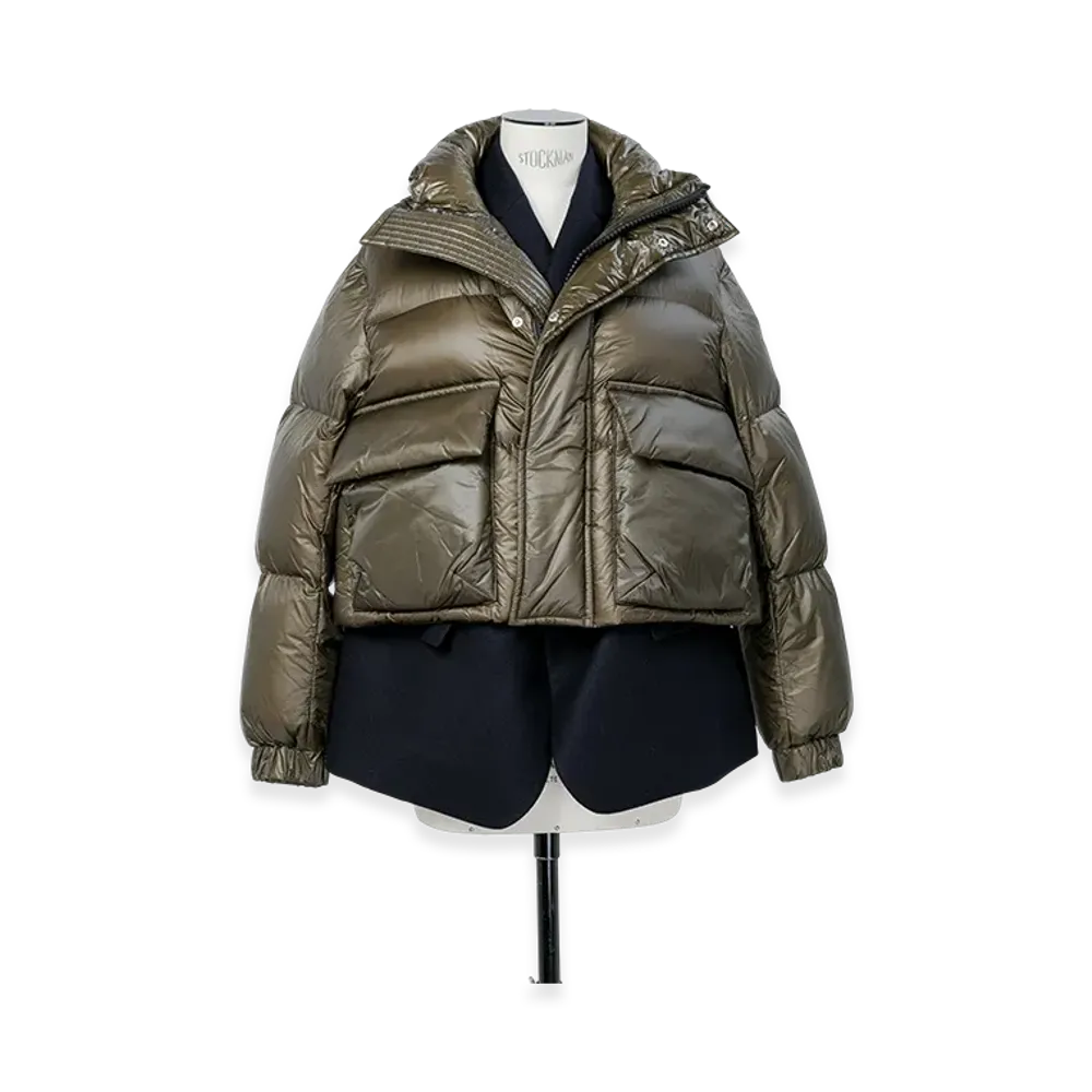 sacai Wool Melton x Puffer Blouson "Khaki/Navy"