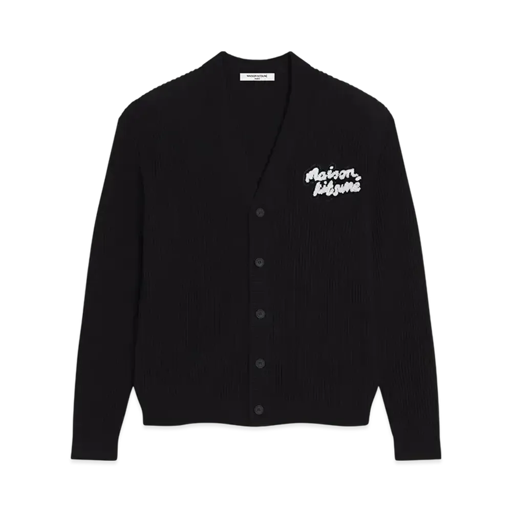Maison Kitsune Handwritten Comfort Rib Cardigan "Black"
