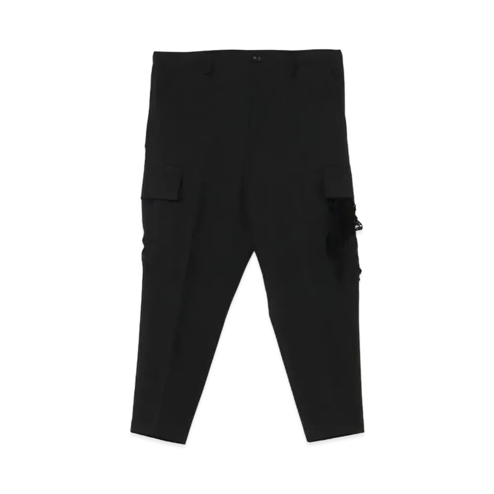 Yohji Yamamoto Y's WOOL GABARDINE CENTER PRESS CARGO PANTS "Black"