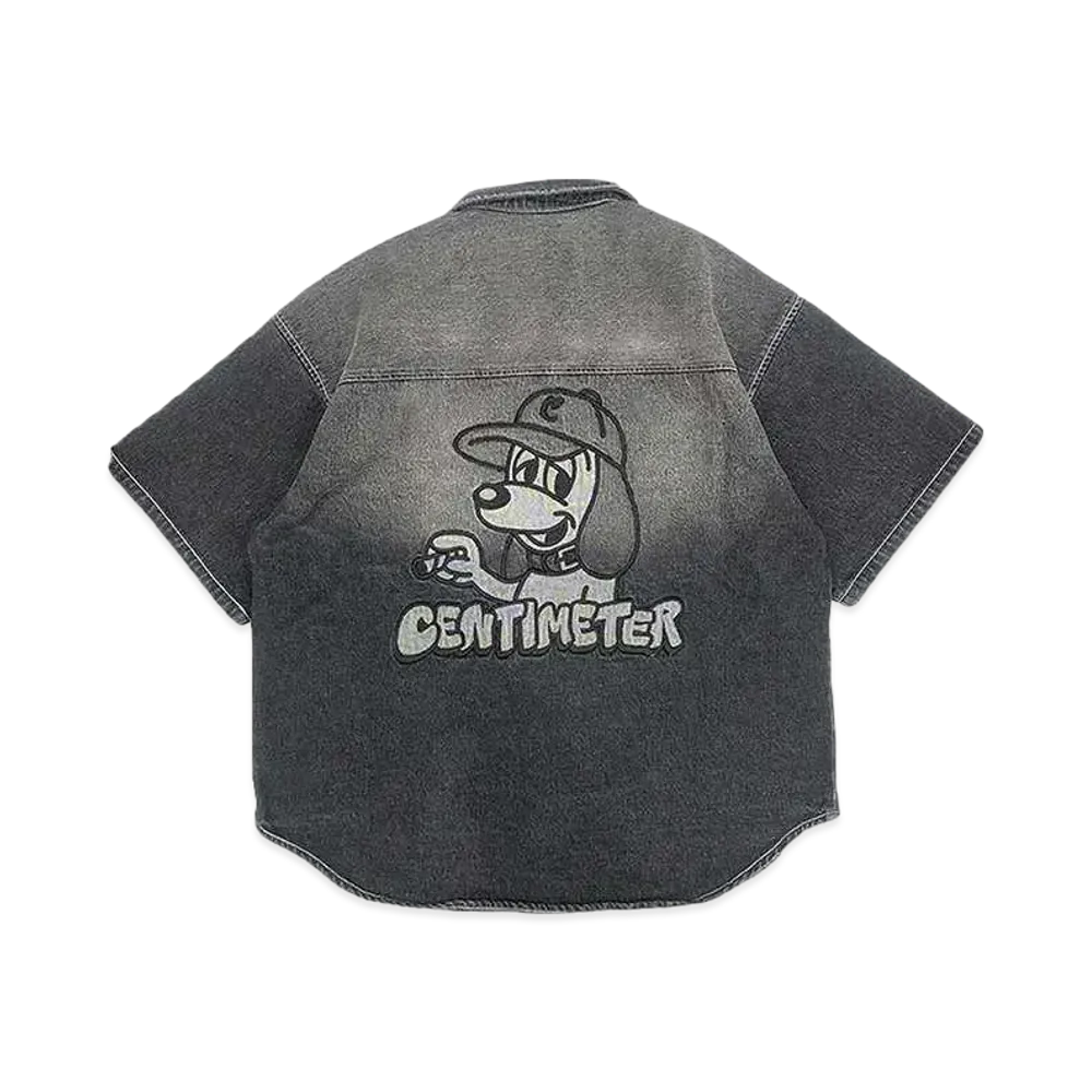 centimeter CMT ruler washed denim shirt "BLACK"