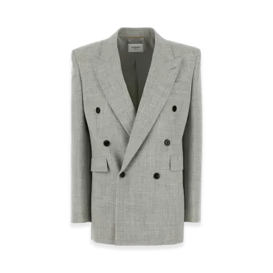 Saint Laurent Women's Grey Wool Blazer "Beige/Tan"