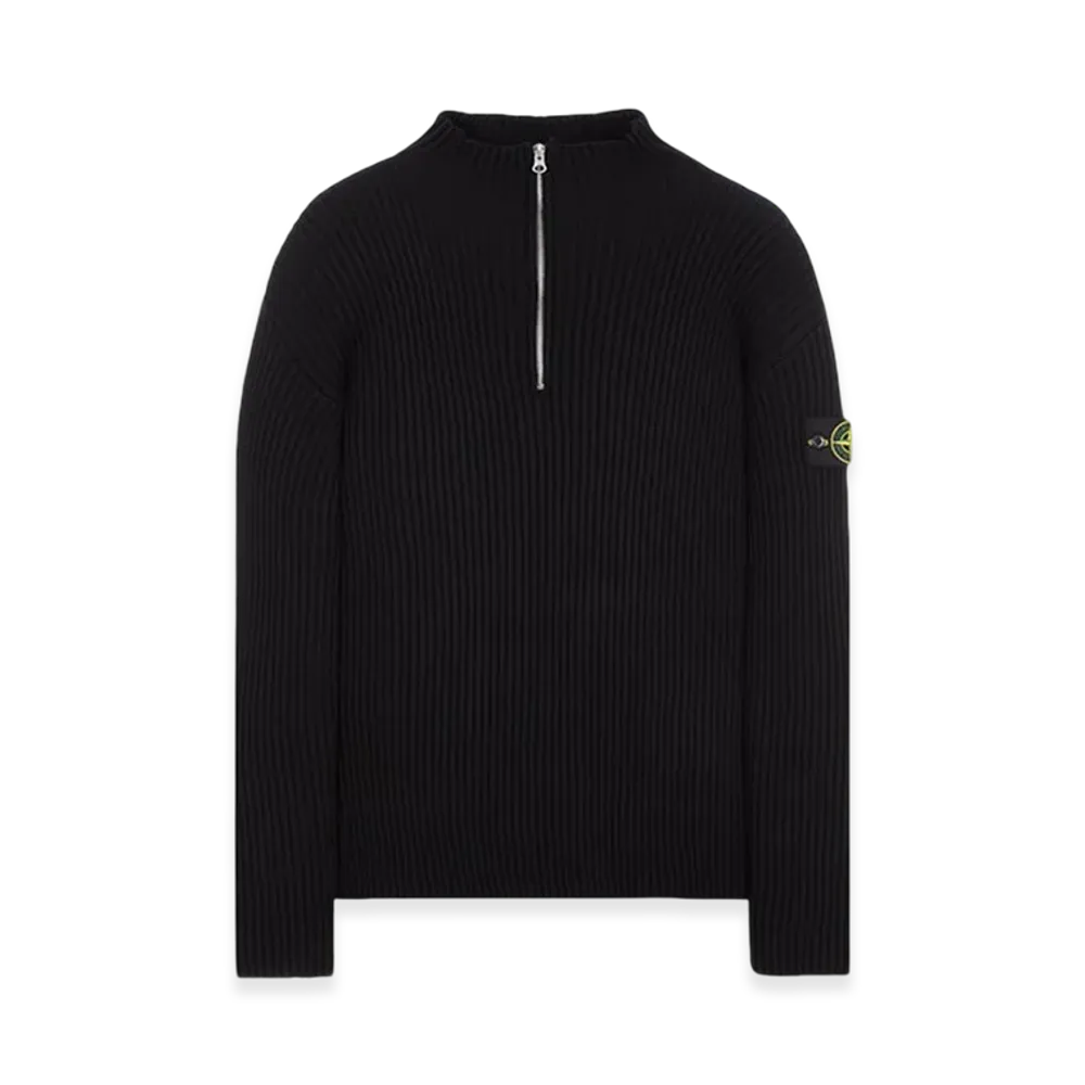 Stone Island 516C2 Full-Rib Wool Half Zip Up Knit - 23FW "Black"