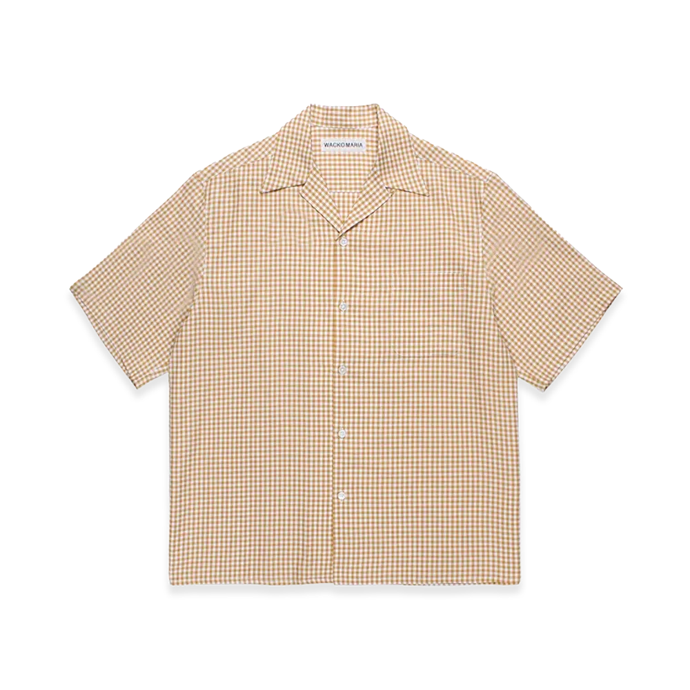 WACKO MARIA x Soktas Gingham Check Open Collar Shirt "Yellow"