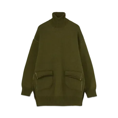 Yohji Yamamoto Y's PLAITING PLAIN STITCH HIGH NECK PULLOVER "Khaki"