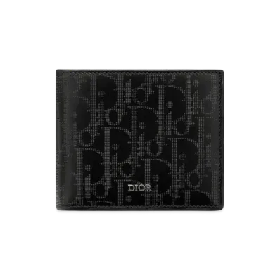 Dior Wallet Dior Oblique Galaxy Leather With Coin Case "Black"