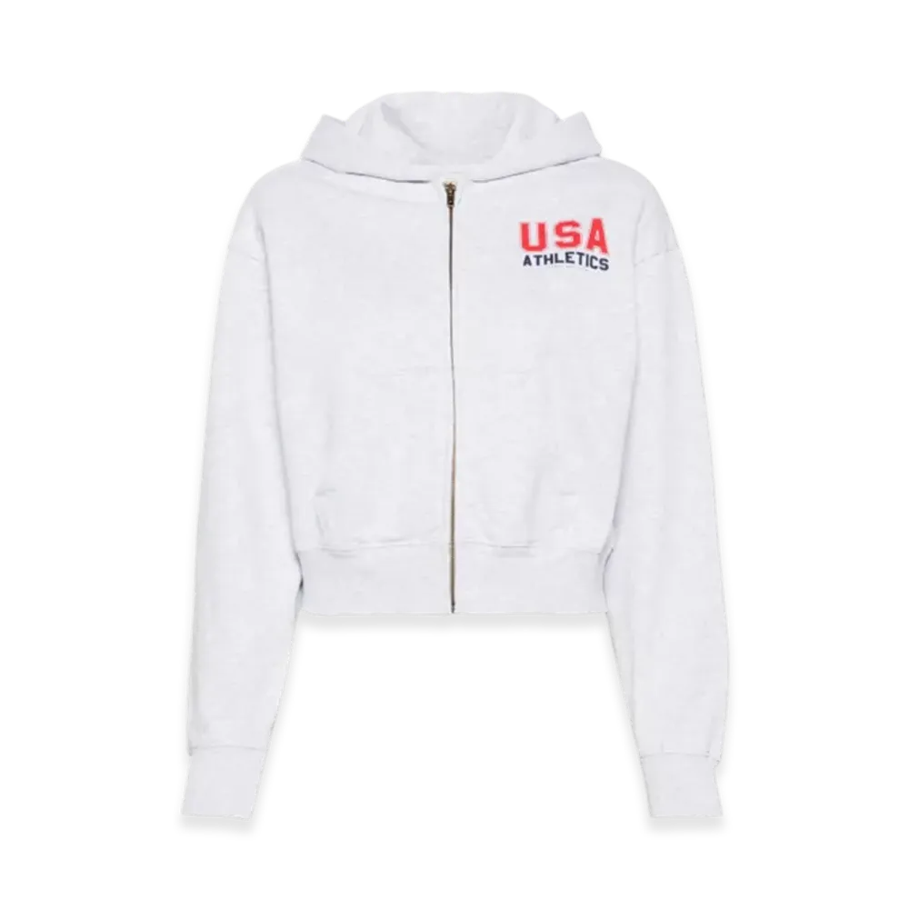 Sporty&Rich Zip-Up Hoodie "Heather Gray"