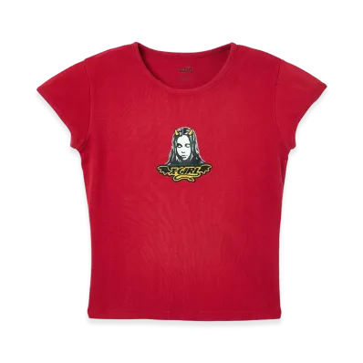 X-Girl Women's Devil Face S/S Baby Tee "Red"