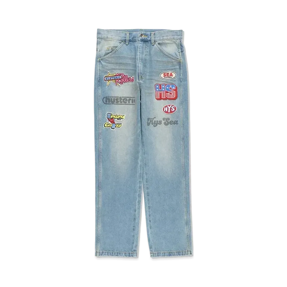 WIND AND SEA x HYSTERIC GLAMOUR Washed Denim Pants "Washed Blue"