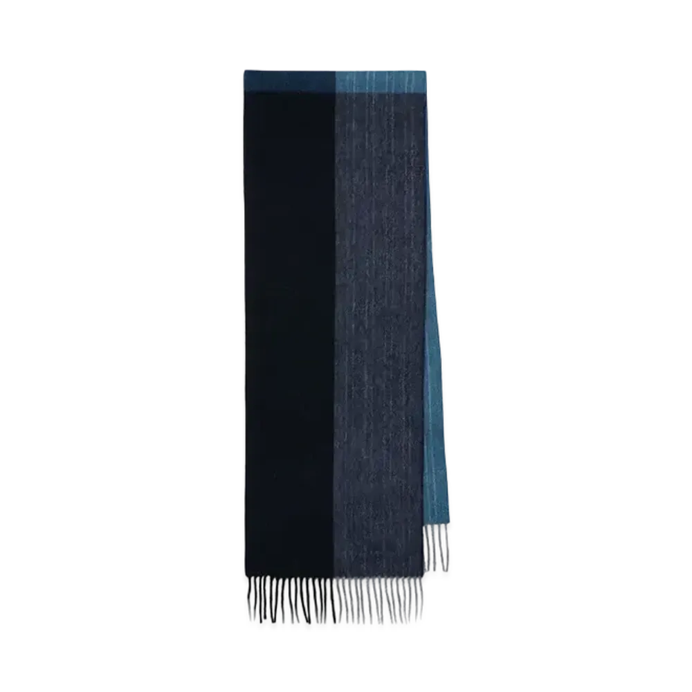 Paul Smith Color-Blocking Cashmere-Blend Scarf "Navy"