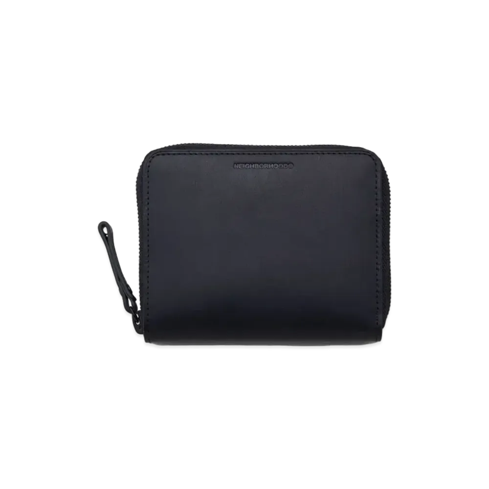 NEIGHBORHOOD PORTER . Leather Zip Wallet . CL "Black"