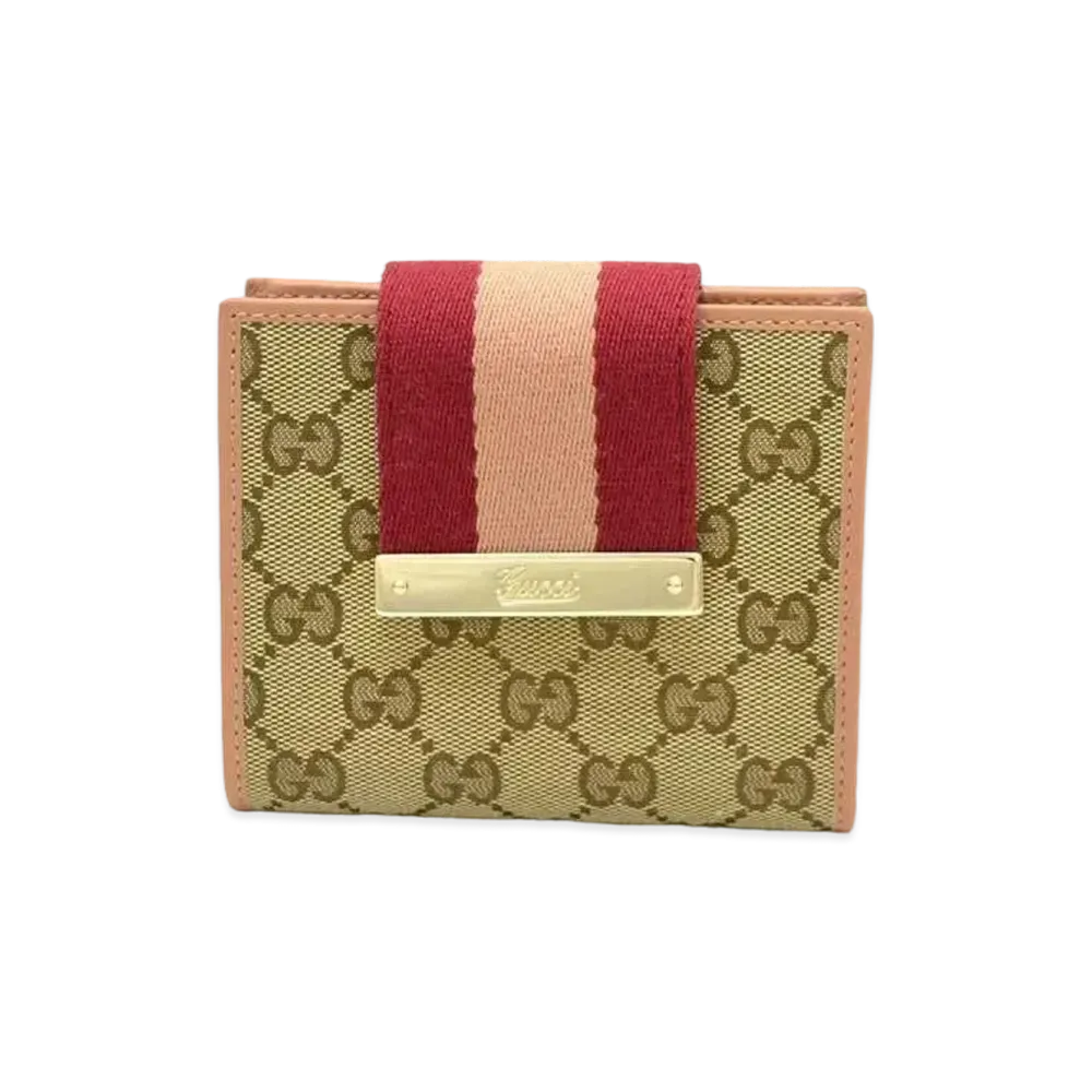 GUCCI GG Canvas Sherry Bi-fold Wallet "Pink"