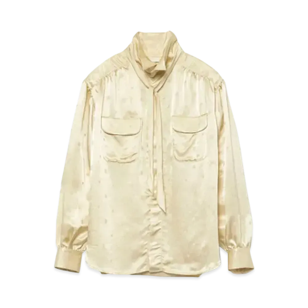 FUMIKA UCHIDA Geometric Pattern High-neck Shirt "PaleYellow"