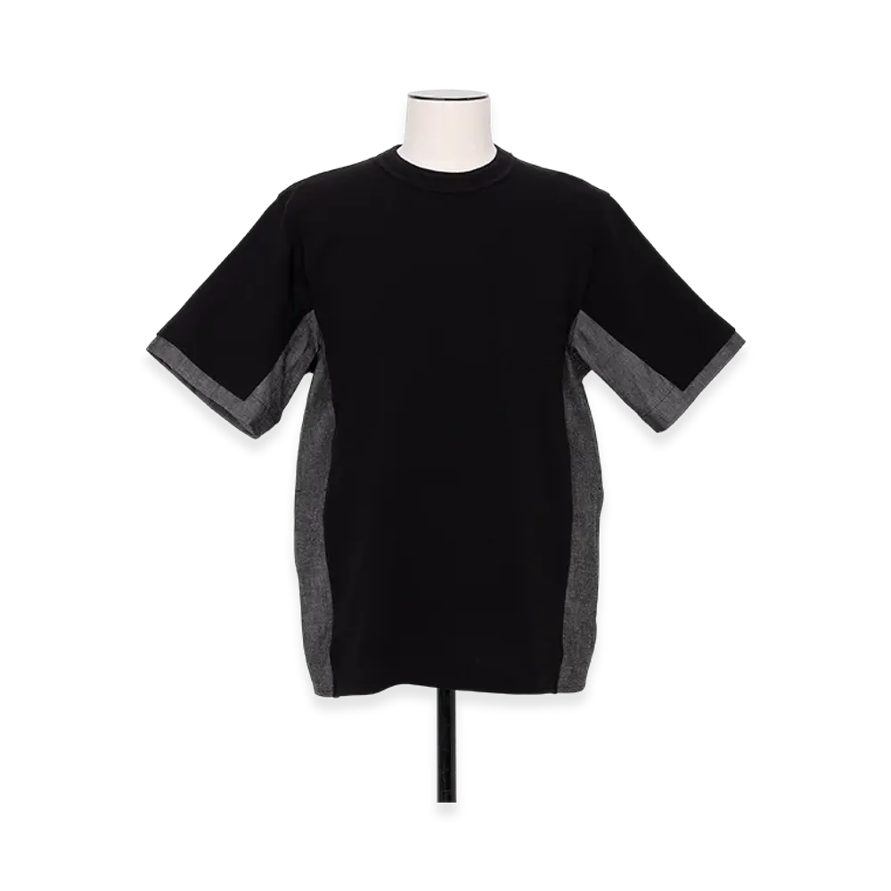 sacai Light Weight Denim x Cotton Jersey T-Shirt "Black"