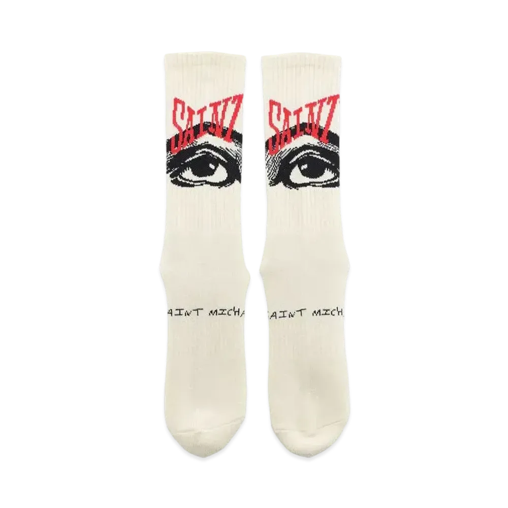 SAINT Mxxxxxx 23AW Eyes Socks "Ecru"
