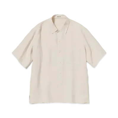 AURALEE Double Cloth Linen Hand Sewn Shirt "Ivory"