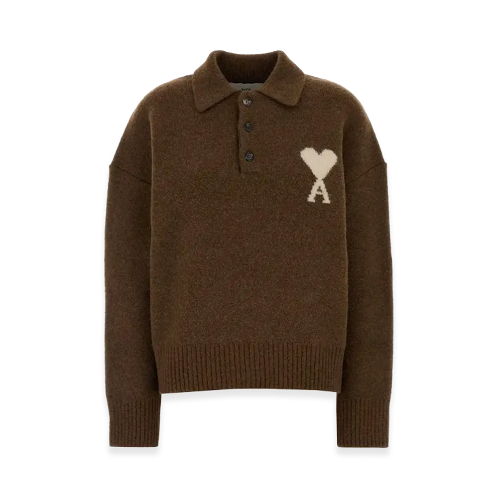 AMI PARIS Women's Stretch Alpaca Blend Sweater "Brown"