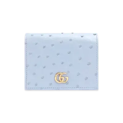 GUCCI GG Marmont Ostrich Card Case "Light Purple Ostrich"