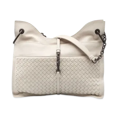 Bottega Veneta Beverly 71/16 Intrecciato leather Chain shoulder Bag "White"