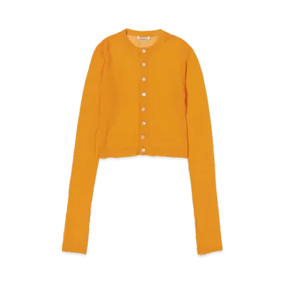 AURALEE Hard Twist Cotton Gauze Cardigan "Orange"