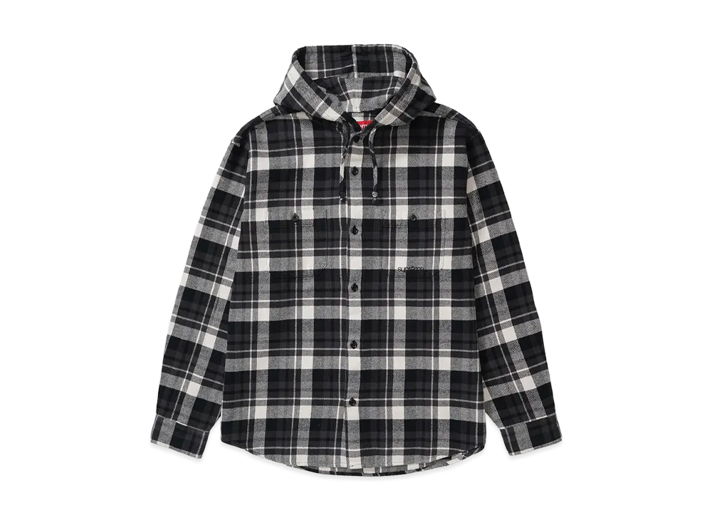 Supreme Hooded Flannel Shirt "Black"