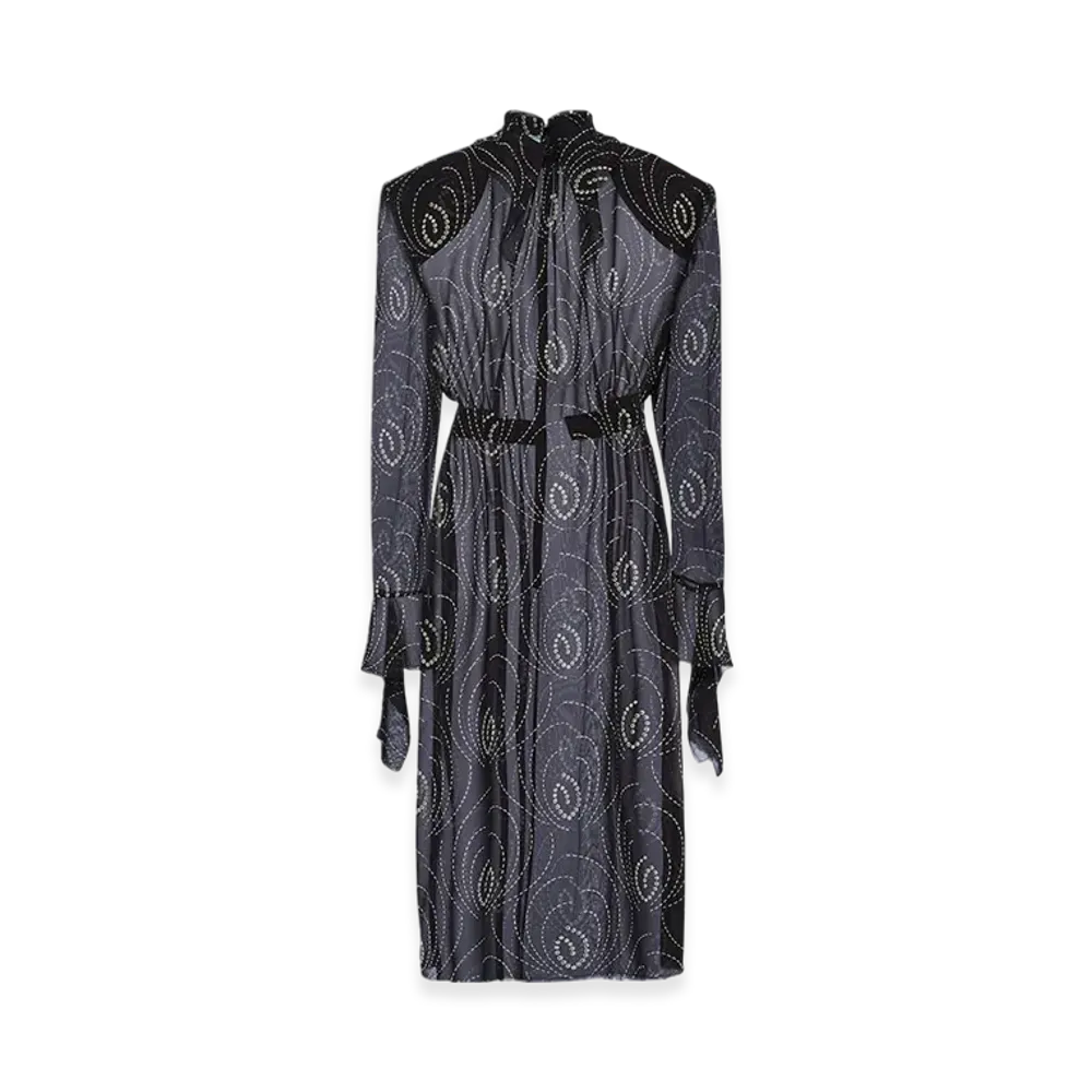 PRADA Women's Printed Georgette Dress "Black"