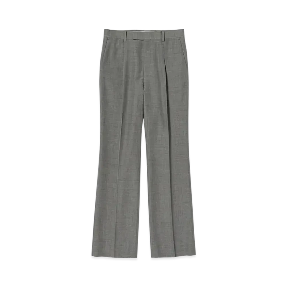 AURALEE Tropical Wool Kid Mohair One-Tuck Slacks "Gray Check"