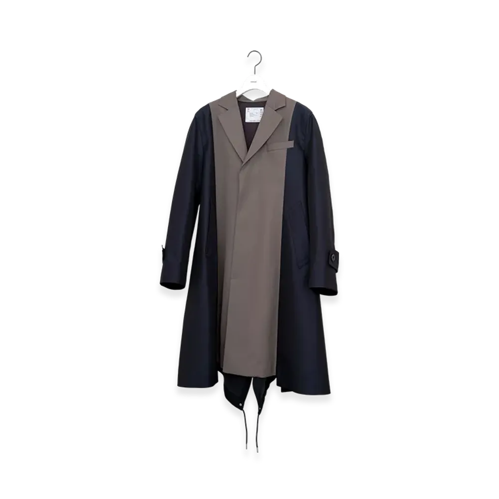 sacai Doeskin Mix Coat "Taupe/Navy"