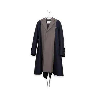 sacai Doeskin Mix Coat "Taupe/Navy"