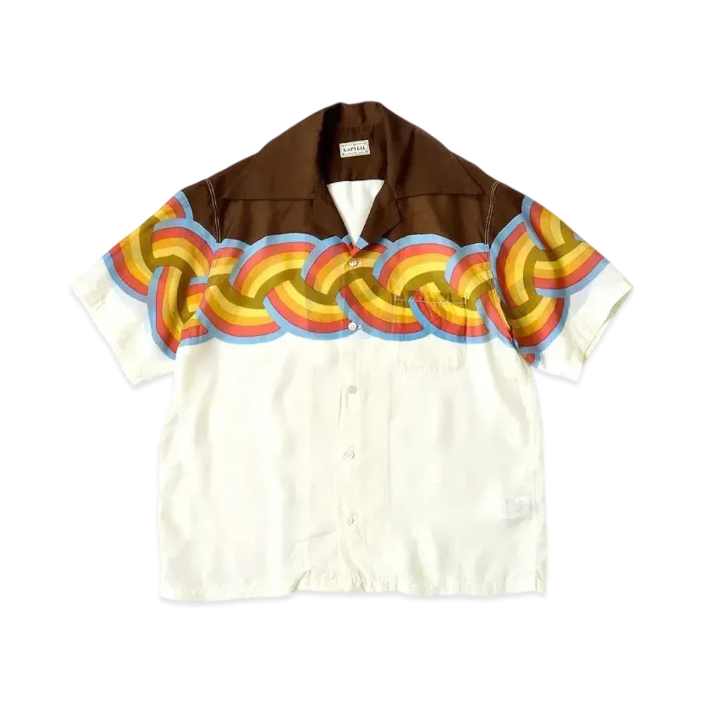 KAPITAL Silk Rayon Rainbow Langle Color Aloha Shirt "Brown Kinari"