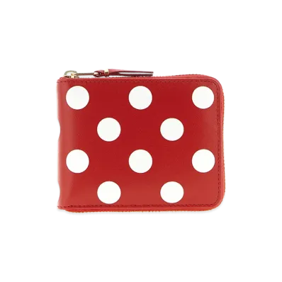 COMME des GARCONS Wallet Women's Polka Dot Printed Zip Around Wallet "Red"