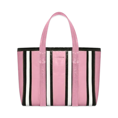 BALENCIAGA Barbes Small East-west Shopper Bag In Striped Patchwork Arena Lambskin "Pink"