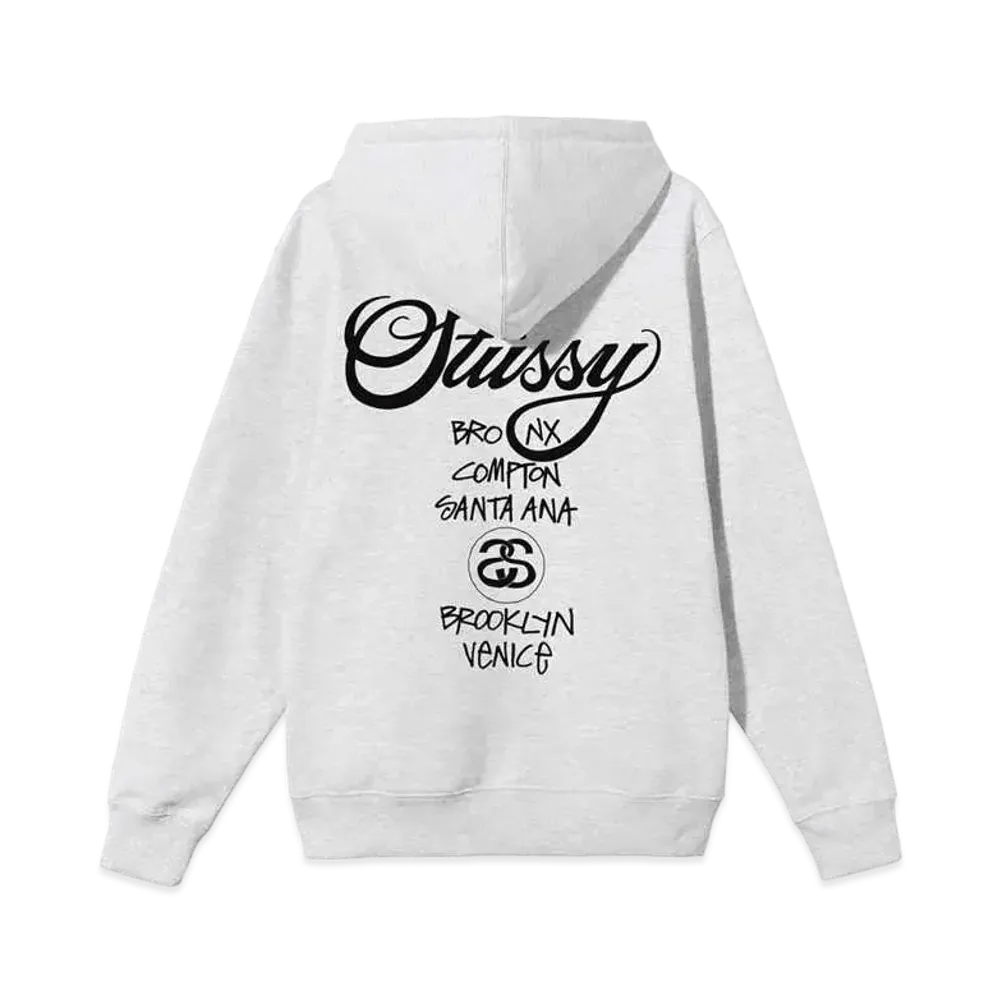 Stussy WORLD TOUR HOODE "Ash Heather"