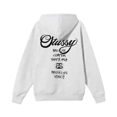 Stussy WORLD TOUR HOODE "Ash Heather"