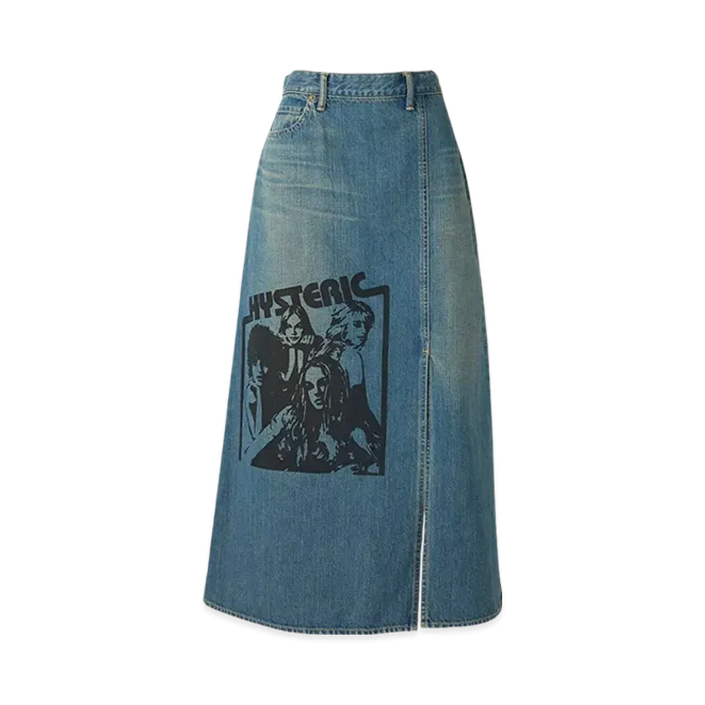 HYSTERIC GLAMOUR Hysteric Girls Slit Denim Long Skirt "Light Indigo Blue"