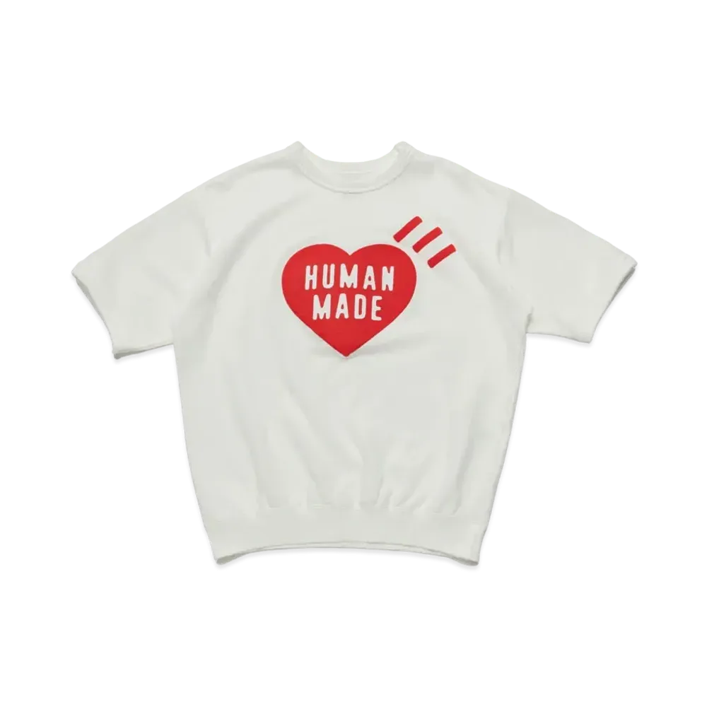 HUMAN MADE SHORT SLEEVE SWEATSHIRT  "White"