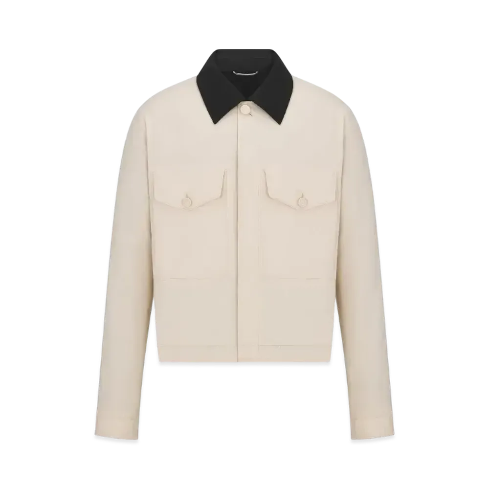 Dior Men's Jacket with Contrasting Spread Collar Cotton "Beige"