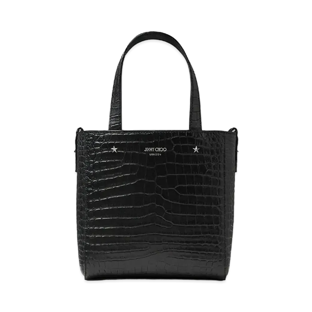 Jimmy Choo Mini Pegasi Croc-Embossed Leather Mini Tote Bag With Studs "Black"