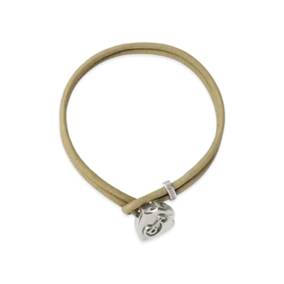 Burberry Leather B Shield Bracelet "Silver/Artichoke"