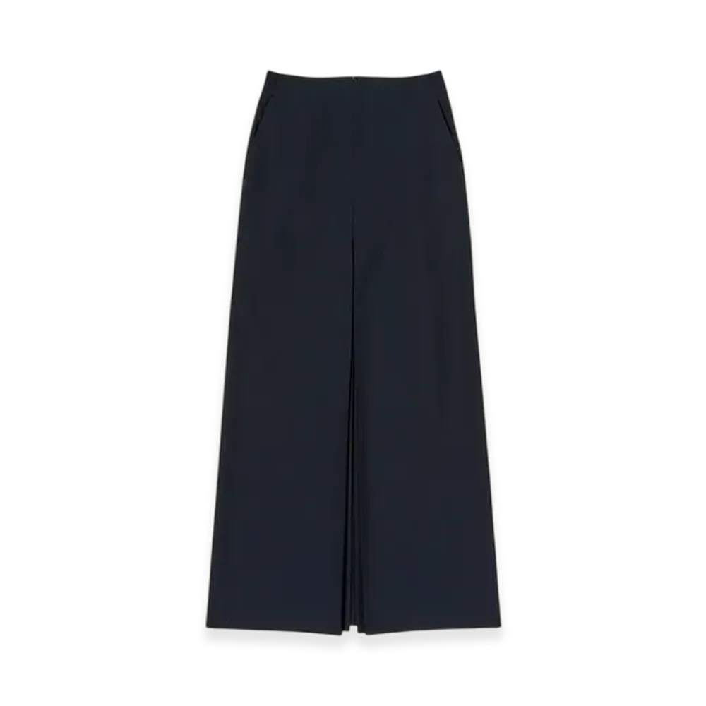 AURALEE Wool Kid Mohair Hop Sack Slit Skirt "Dark Navy"