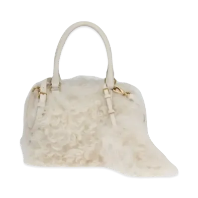 MIU MIU Shearing x Nappa Leather Handbag "Beige"
