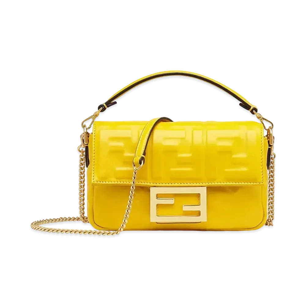 FENDI Baguette FF Nappa Leather Bag "Yellow"
