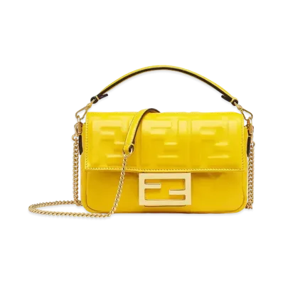 FENDI Baguette FF Nappa Leather Bag "Yellow"