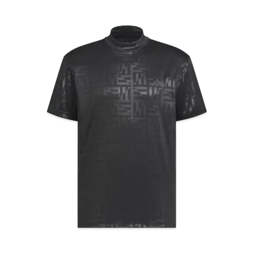adidas BOS Logo Pattern Deboss Mockneck Short Sleeve Shirt "Black"