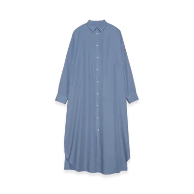 Graphpaper minus Botanical Dyed Broad Oversized Regular Collar Dress "Sax"