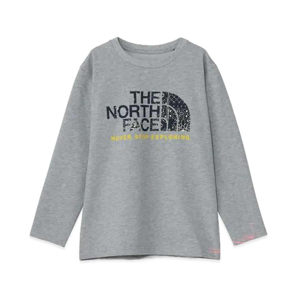 The North Face Long Sleeve Bandana Graphic Logo Tee Kids "Mix Grey"