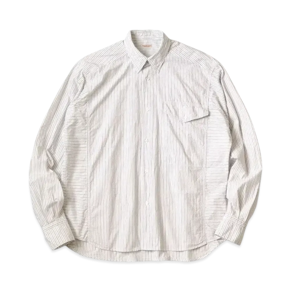 KAPITAL Cotton Stripes Cabin Work Shirt "White"